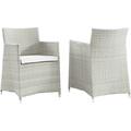 Primewir Junction Outdoor Patio Armchair in Gray with White Cushion, 2PK EEI-1738-GRY-WHI-SET
